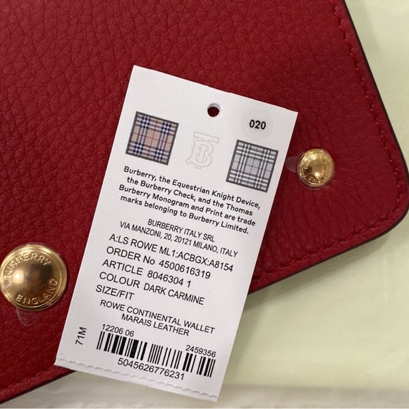 BURBERR Rowe Continental Wallet Dark Carmine - Picture 6 of 7